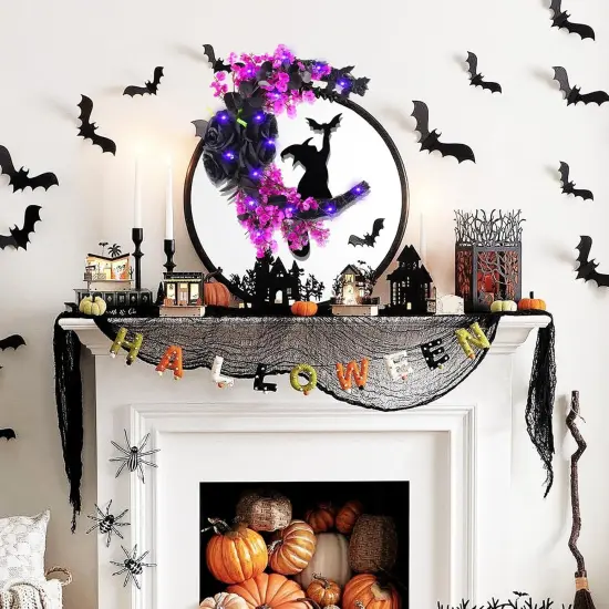 Halloween Wreaths for Front Door Black Cat {2}