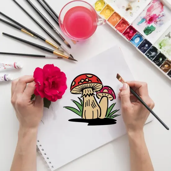 20 Pieces Mushrooms Stencils Template - 5.1" {3}