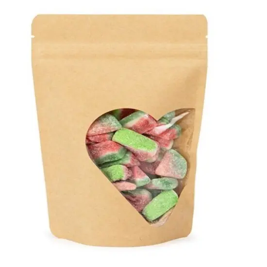 Kraft Heart Shaped Window Stand Up Zipper Pouch 5 1/8" x 3 1/8" x 8 1/8" 25 pack ZBGW3KHT {1}