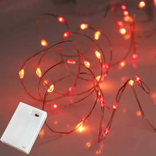 Battery Powered Fairy String Lights - Red Orange - 40 LED with Timer {1}