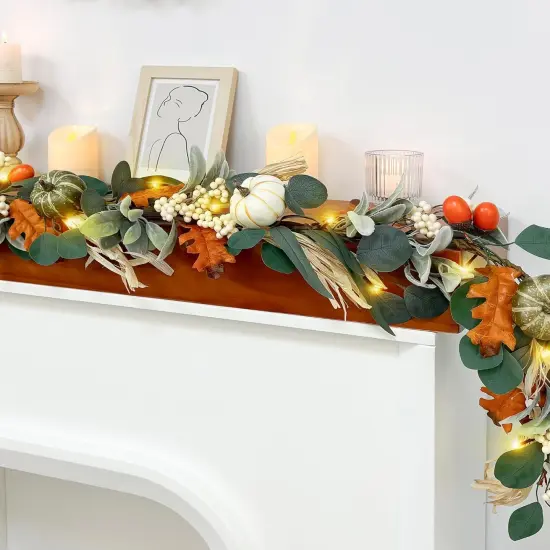 6ft Fall Garland with Lights {4}