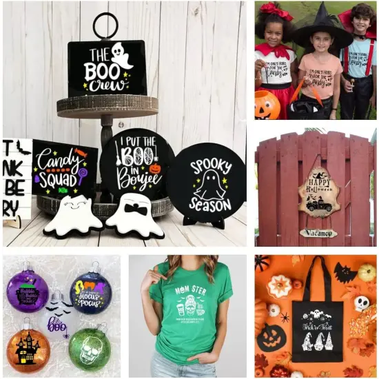 8PCS Halloween Self-Adhesive Silk Screen Stencils {2}