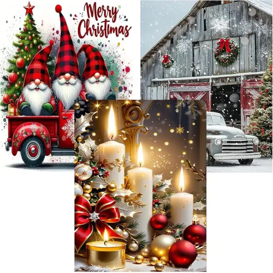 3 Pack Christmas Diamond Painting Kits - 12x16 Inch {1}