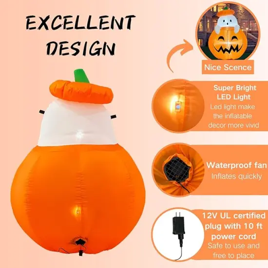Inflatable Pumpkin Ghost Halloween Decorations Outdoor {2}
