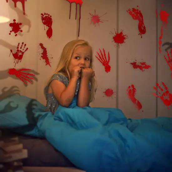 12 Sheets - Halloween Bloody Handprint Footprint Horrible Window Stickers {3}