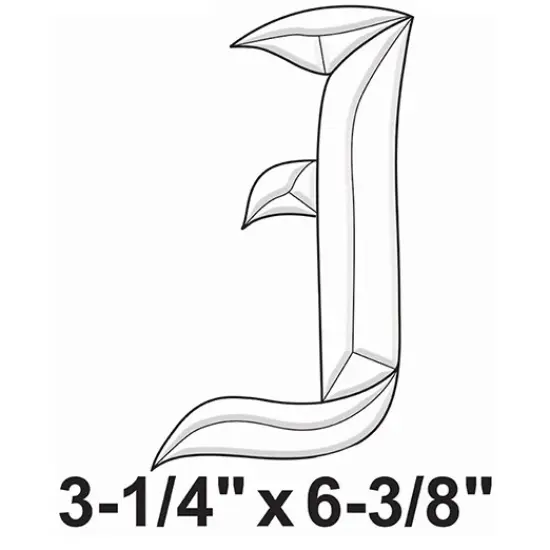 3-1/4" x 6-3/8" Exquisite Clear Glass Letter J Bevel Cluster BLJ {2}