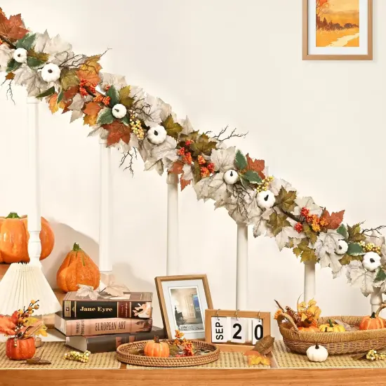1 Pack 6 Ft Fall Leaves Garland with Lights {5}