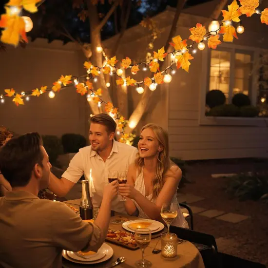 66ft Maple Leaves String Lights Fall Decor for Home Thanksgiving Decorations {4}