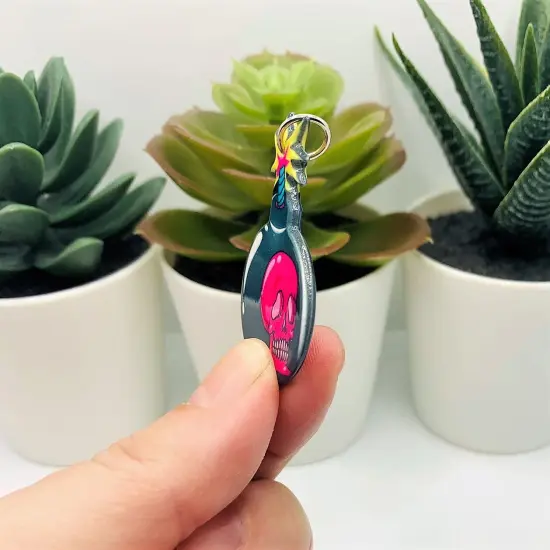 Pink Skull Bomb Charms, 30x42mm {4}