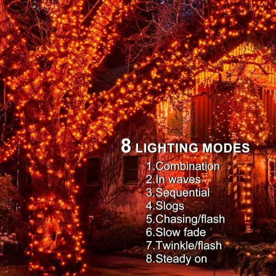 164FT 500 LED Orange Halloween String Lights - 8 Modes {2}