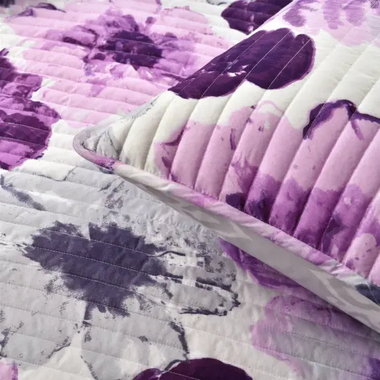 Floral Reversible Lightweight 3 Piece Quilt Set Soft Microfiber Bedding for Spring and Summer {3}