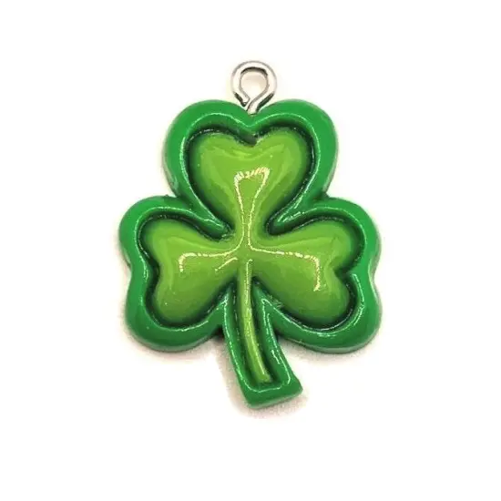 St. Patrick's Day Green Resin Four-Leaf Clover, 26x22mm {2}
