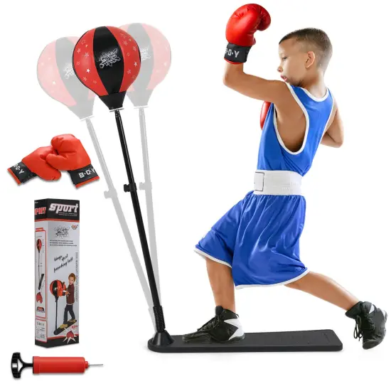 Costway Punching Bag for Kids with Gloves and Adjustable Height for Boys and Girls {1}