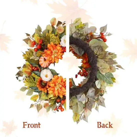 Autumn Wreath with Pumpkins, Peony, Sunflowers & Dahlias {3}