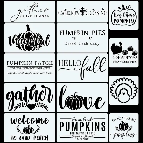 14PCS Fall Stencils Painting on Wood - Assorted Sizes {1}