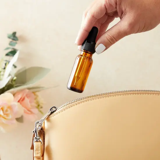 48 Pack .5 oz Amber Glass Bottles with Dropper Dispenser and 6 Funnels for Essential Oils, Aromatherapy, Liquids (54 Total Pieces, 15ml) {4}