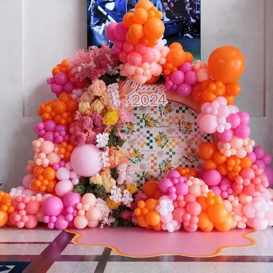 Pink and Orange Latex Balloons {5}