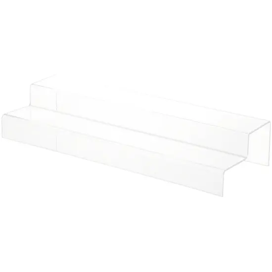 Plymor Clear Acrylic 2-Step Solid Back Display Stairs, 3.25" H x 18" W x 6.25" D {1}