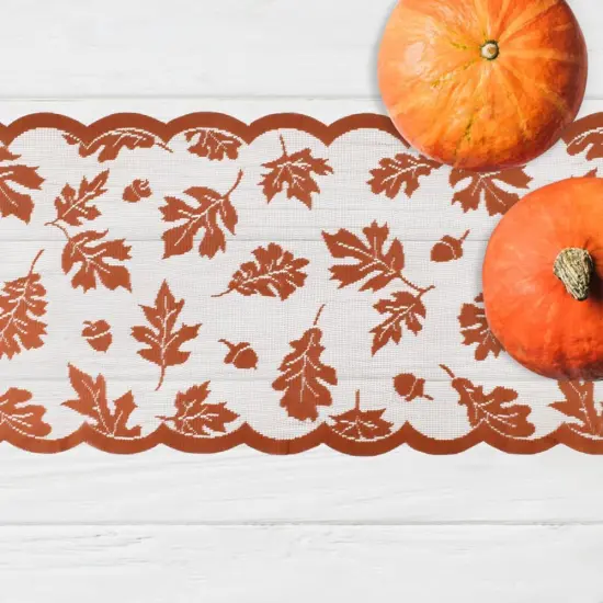 Fall Table Runner, Lace Maple Leaf Table Runner - Maple Leaf {4}