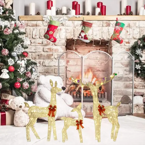 PVC Iridescent Stripes Deer Set of 3 - 52, 46, and 29 Inches Decor {3}