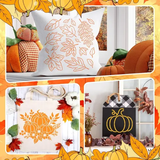 14 Pieces Fall Pumpkin Stencils for Doormat Painting Hello Pumpkin Welcome {4}