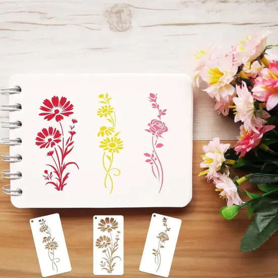 32 Pcs Wildflower Stencils for Painting on Wood, Reusable Flower Leaf {3}