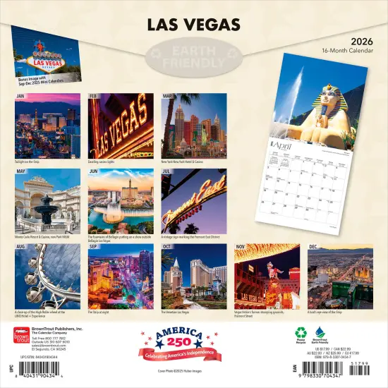 Las Vegas | 2026 12 x 24 Inch (Hanging) Monthly Square Wall Calendar | Foil Stamped Cover | Plastic-Free {2}