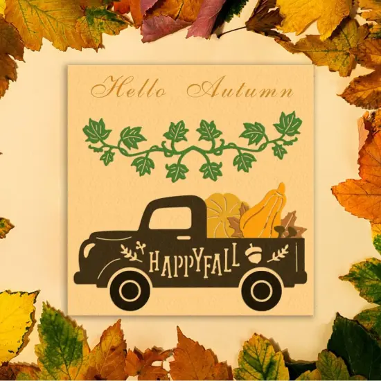 Autumn Cutting Dies Thanksgiving Fall Truck Harvest Maple Leaf Pumpkin {2}