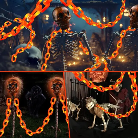 5FT Orange Battery Powered Plastic Chain Lights for Halloween Decorations {2}