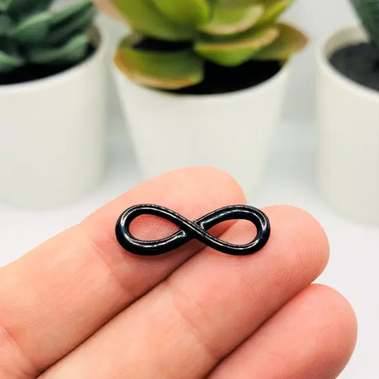 Black Infinity Connector Charms, 23x8mm {3}