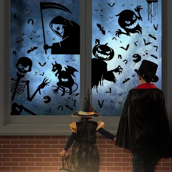 81 PCS Halloween Decorations Window Clings Decor {5}