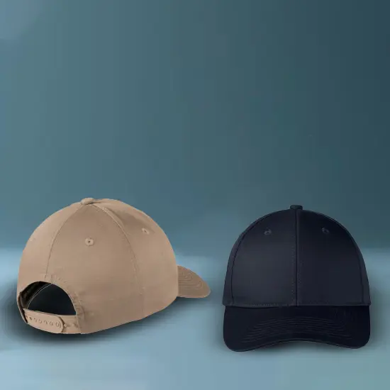 Port Authority Snapback Fine Twill Cap, Structured Mid-Profile Adjustable Hat Black {2}