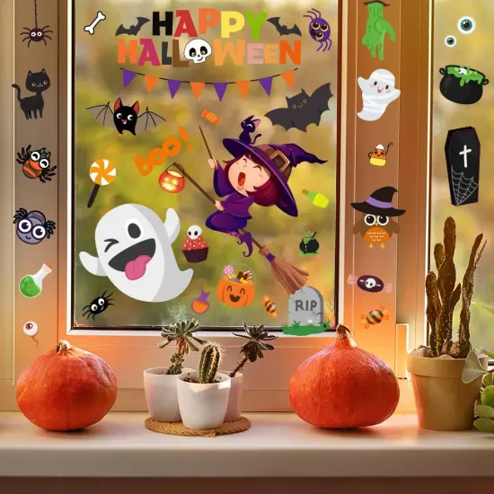 6 Sheet Window Clings - Cute Halloween Stickers and Decals for Kids {4}