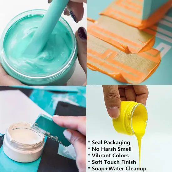 12 Jars Chalk Paste Paint Set, 9 Pcs Chalk Paint Mini Squeegees and Rubber {4}