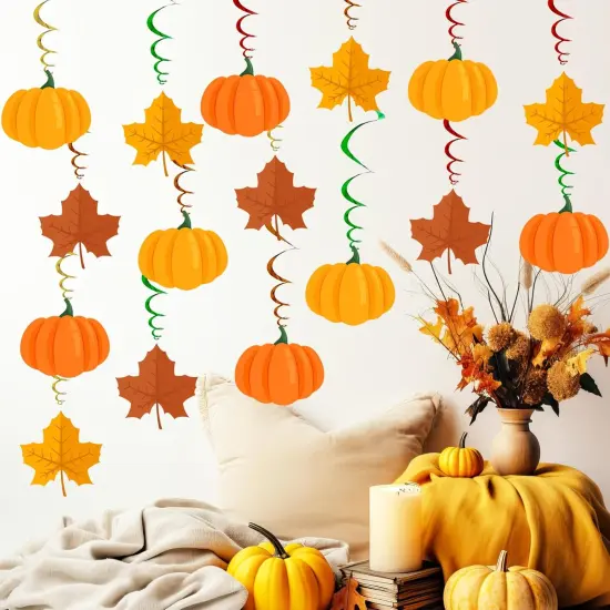 Fall Pumpkin and Maple Leaf Hanging Swirls {5}