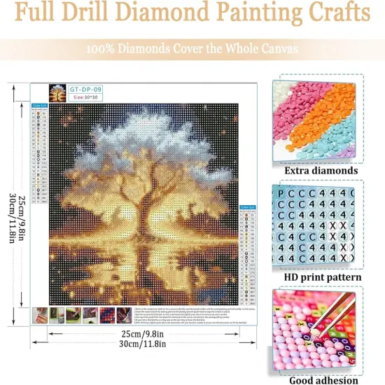 12x12 Inch 5D Full Drill White Gold Tree of Life Diamond Painting {2}