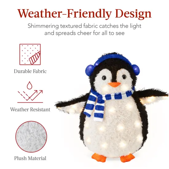 Best Choice Products 2-Piece Lighted 3ft Pop-Up Penguin Family Outdoor Christmas Decoration w/ 150 LED Lights Blue {6}