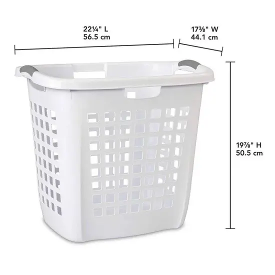 White Heavy Duty Plastic Laundry Baskets Set of 4 with Reinforced Rims and Handles {3}