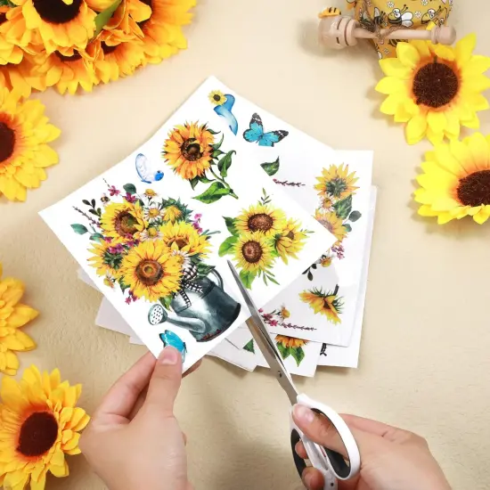 9 Sheets Sunflower Rub on Transfer Stickers - 6 x 6 Inch {4}