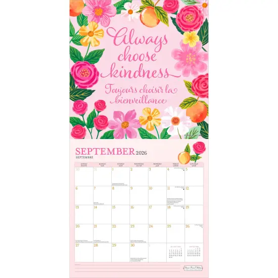 Bonnie Marcus OFFICIAL | 2026 12 x 24 Inch (Hanging) Monthly Square Wall Calendar | English/French Bilingual {4}