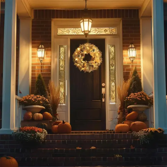 Realistic Fall Wreath with Lights {3}