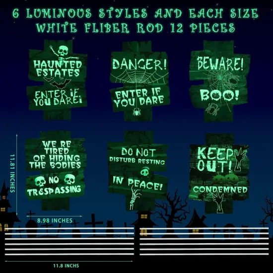 6 Pcs Halloween Decorations Glow in Dark Yard Sign {4}