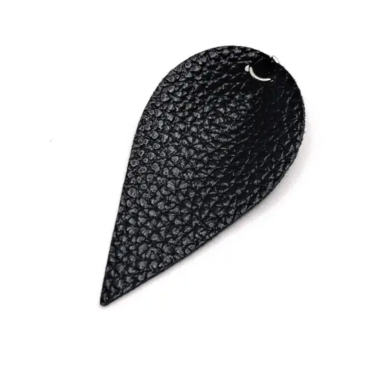 Black Imitation Leather Leaf Pendants, 63x32mm {1}