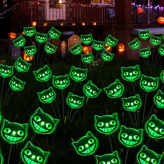 12LED 2PACKS - Halloween Decorations Outdoor Cat Yard Signs(Green) {1}