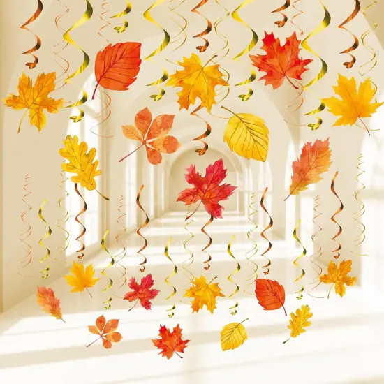 Fall Autumn Maple Leaf Hanging Foil Swirl {4}