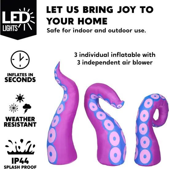 3 Pcs Halloween Inflatables Octopus Tentacle Outdoor Window Decorations {2}