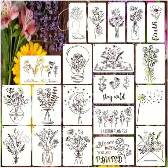20 Flower Stencils for Painting Wildflower {1}