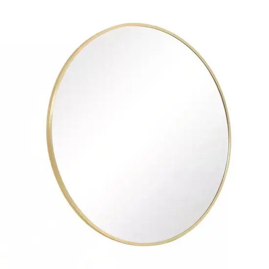 Modern Round Bathroom Wall Mirror with Metal Frame and HD Glass for Bedroom or Hallway {2}