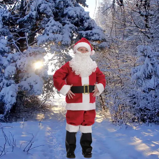 Childs Plush Santa Suit Red White Coat Pants Hat Belt and Beard Set {4}
