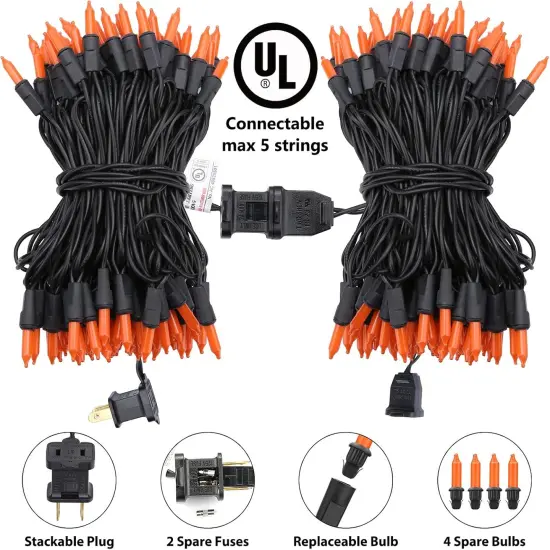25ft Orange 100 Count Incandescent Halloween String Lights {2}